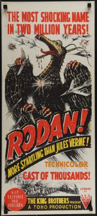 5r0184 RODAN Aust daybill 1959 Ishiro Honda's Sora no Daikaiju Radon, cool art of the monster!