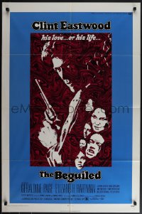 5r0318 BEGUILED 1sh 1971 cool psychedelic art of Clint Eastwood & Geraldine Page, Don Siegel