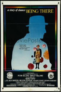 5r0320 BEING THERE style B 1sh 1980 silhouette of Peter Sellers, directed by Hal Ashby!