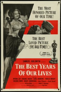 5r0324 BEST YEARS OF OUR LIVES 1sh R1954 Myrna Loy, Fredric March, Teresa Wright, Mayo, Oscar!