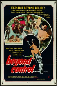 5r0325 BEYOND CONTROL 1sh 1970 sexy images & art of naked woman on shooting gun, Beyond Control!