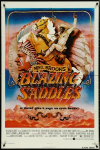 5r0340 BLAZING SADDLES 1sh 1974 art of Cleavon Little & Mel Brooks by Alvin & Goldschmidt!