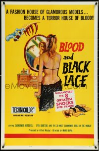 5r0343 BLOOD & BLACK LACE 1sh 1965 Mario Bava, a glamorous fashion house becomes a house of blood!