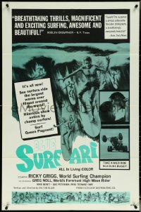 5r0347 BLUE SURFARI 1sh 1969 cool artwork of surfers, Ricky Grigg, dune buggy!