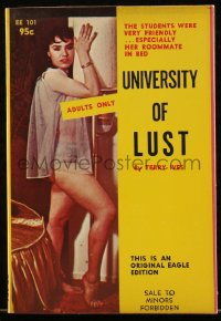 5r1727 UNIVERSITY OF LUST paperback book 1965 students were friendly especially her roommate in bed!