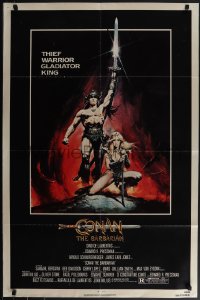 5r0405 CONAN THE BARBARIAN 1sh 1982 Arnold Schwarzenegger & sexy Sandahl Bergman by Casaro!