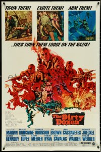 5r0428 DIRTY DOZEN 1sh 1967 Charles Bronson, Jim Brown, Lee Marvin, cool Frank McCarthy art!