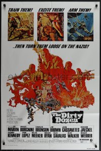 5r0429 DIRTY DOZEN 1sh R1973 Charles Bronson, Jim Brown, Lee Marvin, cool Frank McCarthy art!