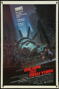 5r0460 ESCAPE FROM NEW YORK studio style 1sh 1981 Carpenter, Jackson art of decapitated Lady Liberty!