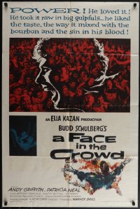 5r0468 FACE IN THE CROWD 1sh 1957 Andy Griffith, the rise & fall of early TV star, Elia Kazan!