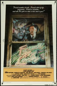 5r0475 FAREWELL MY LOVELY 1sh 1975 cool David McMacken artwork of Robert Mitchum smoking in window!