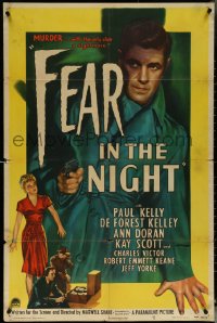 5r0478 FEAR IN THE NIGHT 1sh 1947 cool film noir artwork of Paul Kelly with pistol!