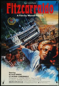 5r0485 FITZCARRALDO 1sh 1982 cool art of Klaus Kinski by Jean Mascii, Werner Herzog directed!