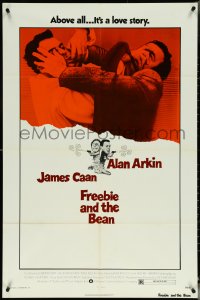 5r0497 FREEBIE & THE BEAN 1sh 1974 cool close-up of crazy cops James Caan & Alan Arkin fighting!