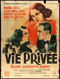 5r0075 VIE PRIVEE French 1p 1942 different art of Marie Bell, & cast by Georges Dastor, ultra rare!