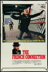 5r0498 FRENCH CONNECTION 1sh 1971 Gene Hackman in movie chase, directed by William Friedkin!