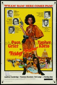 5r0501 FRIDAY FOSTER 1sh 1976 full-length artwork of sexiest Pam Grier with gun and camera!