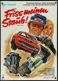 5r0200 EAT MY DUST German 1976 Ron Howard pops the clutch and tells the world, car chase art!