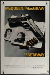 5r0515 GETAWAY 1sh 1972 Steve McQueen, McGraw, Sam Peckinpah, cool gun & passports image!