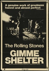 5r0521 GIMME SHELTER 1sh 1971 Rolling Stones out of control rock & roll concert, rarer b/w style!