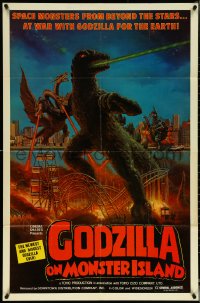 5r0531 GODZILLA ON MONSTER ISLAND 1sh 1976 art of battling Ghidra & Gigan & stomping carnival!