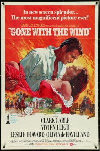 5r0533 GONE WITH THE WIND 1sh R1970 Terpning art of Gable carrying Leigh over burning Atlanta!