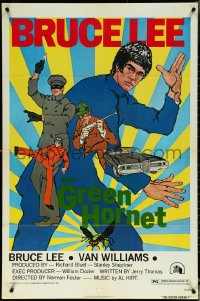 5r0546 GREEN HORNET 1sh 1974 art of Van Williams & giant Bruce Lee as Kato with solid green title!