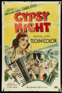 5r0550 GYPSY NIGHT 1sh 1935 wonderful art of dancer and musical band in accordion, ultra rare!