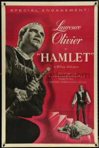 5r0552 HAMLET 1sh R1953 Laurence Olivier in William Shakespeare classic, Best Picture winner!