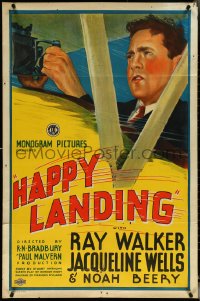 5r0554 HAPPY LANDING 1sh 1934 Ray Walker, Bishop, high-flyer romance of high-power thrills, rare!