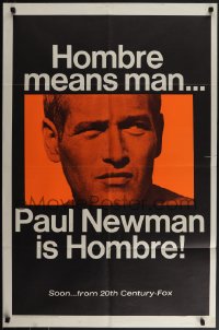 5r0568 HOMBRE teaser 1sh 1966 Paul Newman, Martin Ritt, Fredric March, it means man!