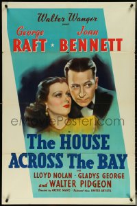 5r0571 HOUSE ACROSS THE BAY 1sh 1940 great close up of George Raft and sexy Joan Bennett!