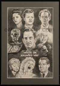 5r0012 HOUSE ON HAUNTED HILL matted signed 11x17 pencil drawing 2003 different art by Glen Eisner!