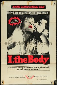 5r0584 I THE BODY 1sh 1968 sexy Lotte Tarp, Swedish sexploitation horror!