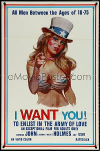 5r0586 I WANT YOU 23x35 1sh 1970 John Holmes, Uschi Digard, Uncle Sam Flagg parody art, unfolded!