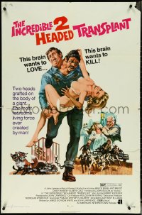 5r0593 INCREDIBLE 2 HEADED TRANSPLANT 1sh 1971 one brain wants to love, the other wants to kill!