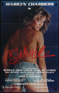 5r0602 INSATIABLE 24x37 1sh 1980 super sexy topless Marilyn Chambers wearing only jean shorts!