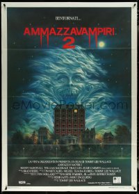 5r0090 FRIGHT NIGHT 2 Italian 1p 1989 the suckers are back, wild horror artwork, ultra rare!