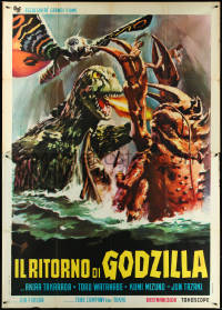 5r0105 GODZILLA VS. THE SEA MONSTER Italian 2p 1969 Gojira, Mosura: Nankai no daiketto, ultra rare!