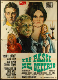 5r0115 SPIRITS OF THE DEAD Italian 2p 1969 Gasparri art, Fellini, Malle, Vadim, Bardot, Fonda, rare!