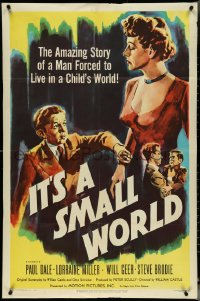 5r0612 IT'S A SMALL WORLD 1sh 1950 William Castle directed wacky bizarre comedy!