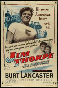 5r0623 JIM THORPE ALL AMERICAN 1sh 1951 Burt Lancaster as greatest athlete of all time!