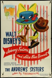 5r0626 JOHNNY FEDORA & ALICE BLUE BONNET 1sh 1954 Disney, Andrews Sisters, cartoon art, ultra rare!