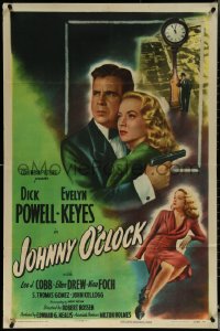 5r0627 JOHNNY O'CLOCK style B 1sh 1946 Dick Powell, Evelyn Keyes & Lee J. Cobb by Christie!