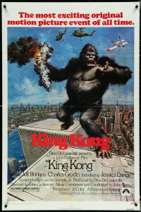 5r0635 KING KONG 1sh 1976 Bridges, sexy Jessica Lange & BIG Ape, John Berkey art!