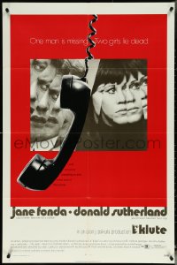 5r0640 KLUTE 1sh 1971 Donald Sutherland & Jane Fonda, dangling telephone, cool alternate design!