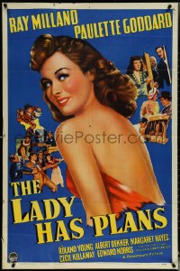 5r0645 LADY HAS PLANS 1sh 1942 great close up art of sexy Paulette Goddard & with Ray Milland!