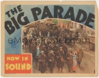 5r1158 BIG PARADE LC R1930 Renee Adoree holds John Gilbert as he and Karl Dane march to war, rare!