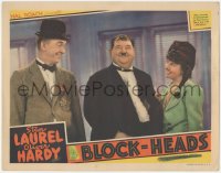 5r1165 BLOCK-HEADS LC 1938 winking Oliver Hardy shows Stan Laurel he has a way with the ladies!