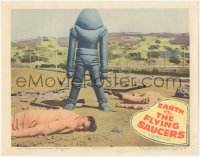 5r1222 EARTH VS. THE FLYING SAUCERS LC 1956 best image of alien robot standing over dead men!